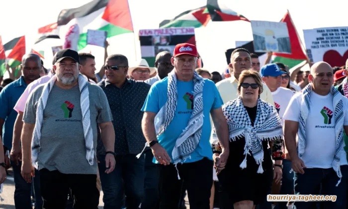 رئيس كوبا يقود مسيرة دعما لفلسطين... ماذا عن سلمان خائن الحرمين