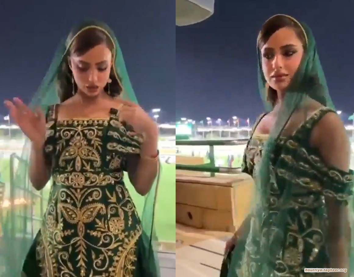 عارضة سعودية تطل عارية بفستان مستوحى من كسوة الكعبة