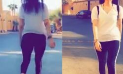فتاة تخلع العباءة وتتجول بملابس فاضحة في شوارع الرياض
