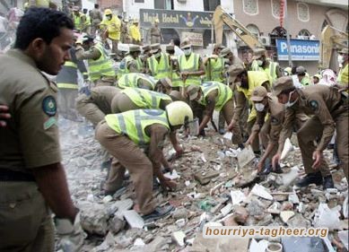 انهيار فندق في مكة خلف أبراج الساعة يثير الذعر والجدل
