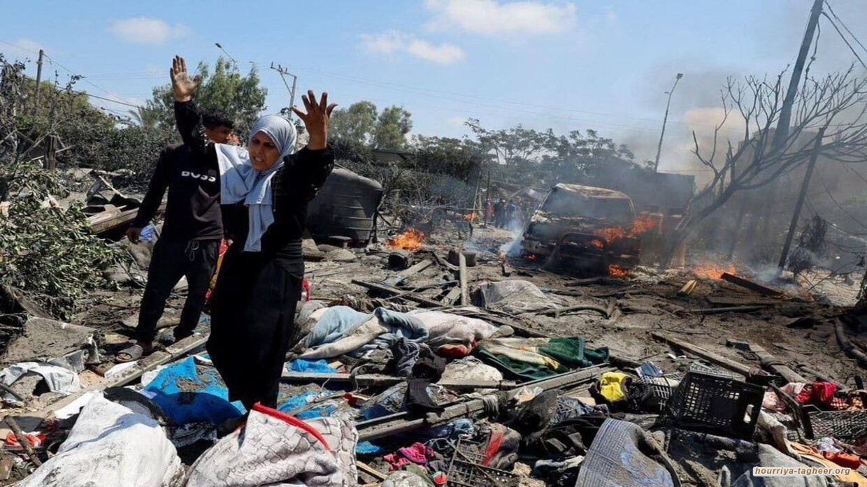 الاعلام السعودي ينطق بلسان الاحتلال في مجزرة مواصي خانيونس