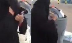 سيدة في السعودية تأكل الطعام من القمامة!